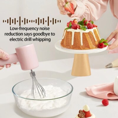 Cordless Wireless Stainless Steel Mixer with 3 Speed Electric Whisk Kitchen Tool D2RD - Image 4