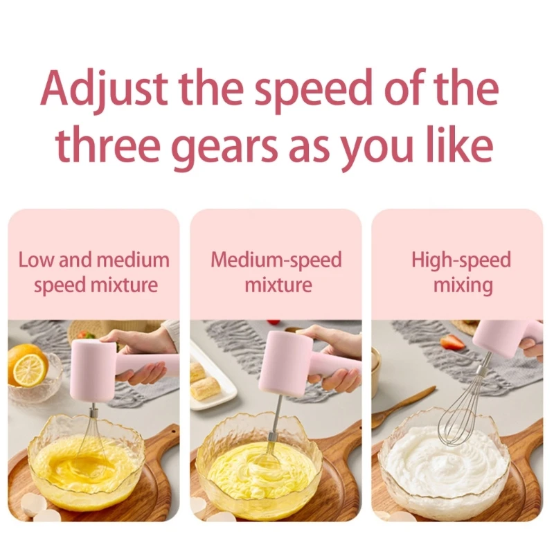 Cordless Wireless Stainless Steel Mixer with 3 Speed Electric Whisk Kitchen Tool D2RD