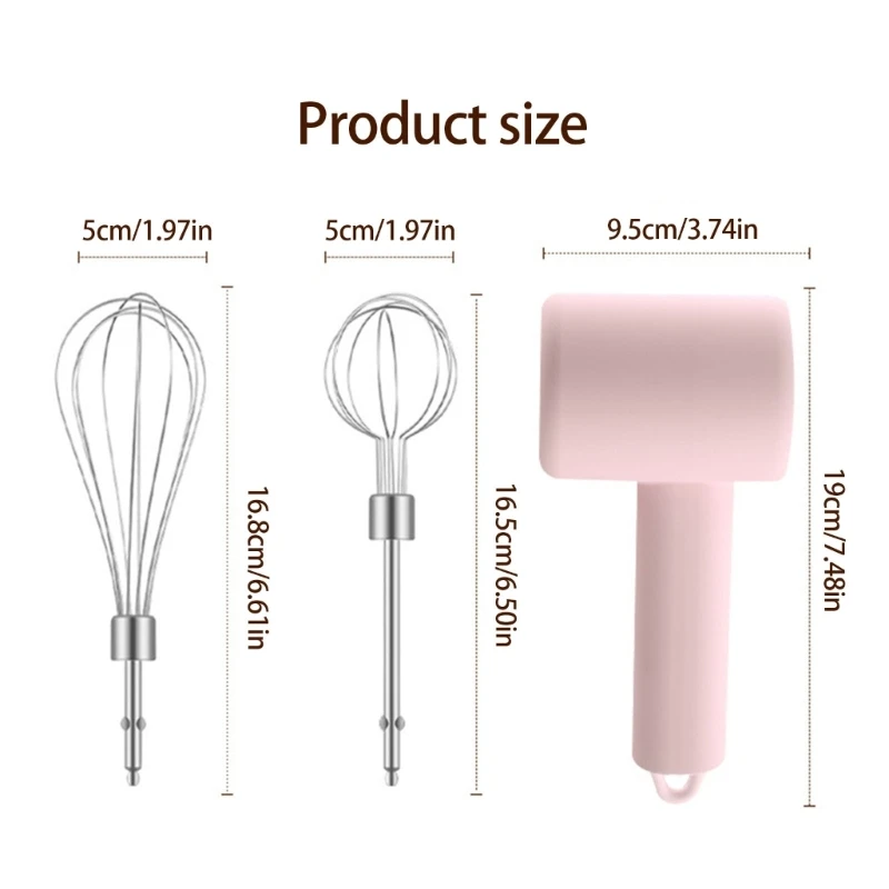 Cordless Wireless Stainless Steel Mixer with 3 Speed Electric Whisk Kitchen Tool D2RD