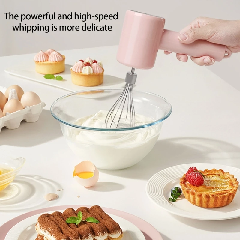 Cordless Wireless Stainless Steel Mixer with 3 Speed Electric Whisk Kitchen Tool D2RD