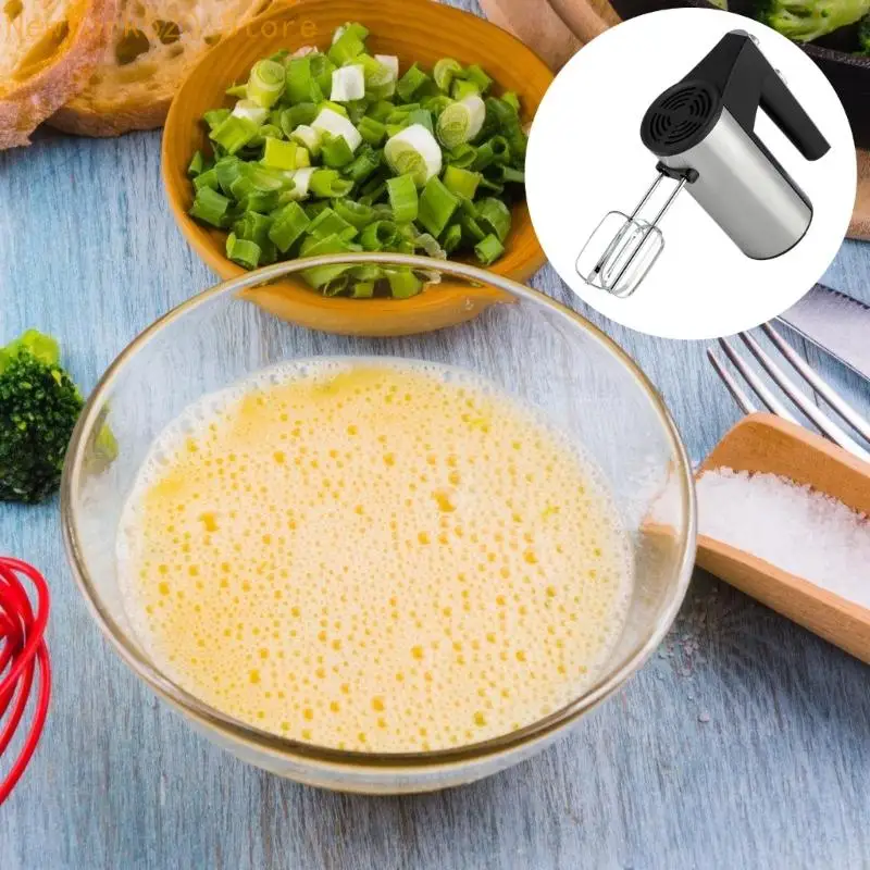 N84C Stainless Steel Hand Mixer with Whisk Attachments and Dough Hook Dishwasher Safe Whipping Machine Household Eggs Beater