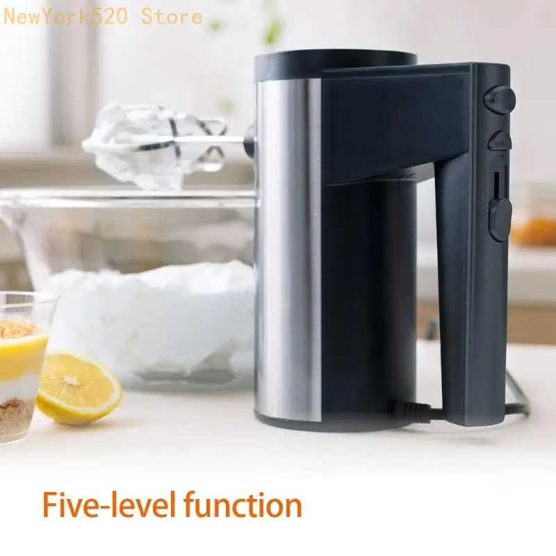 N84C Stainless Steel Hand Mixer with Whisk Attachments and Dough Hook Dishwasher Safe Whipping Machine Household Eggs Beater