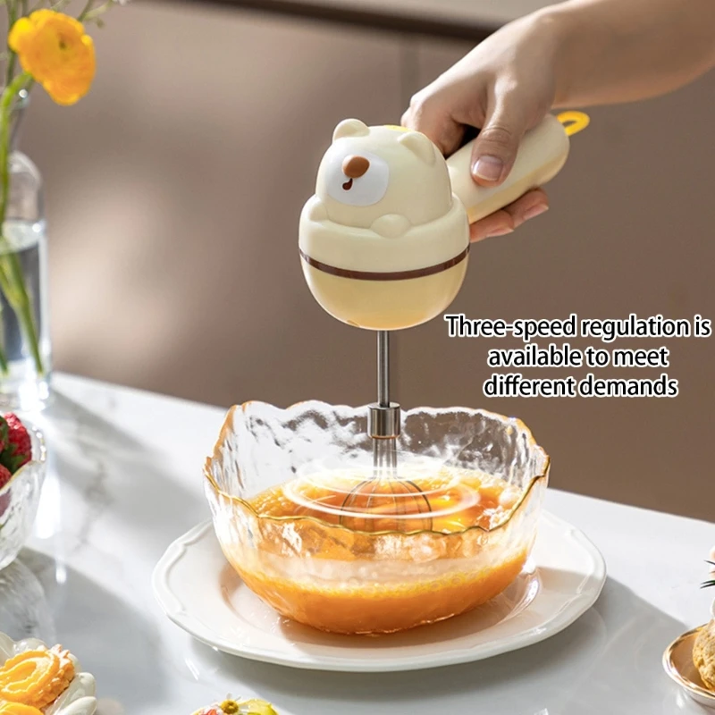 Handheld Whippers Electric Whisks Hand Mixers 3 Speed Cordless Hand Blenders Portable Baking Tool Easy to Clean D2RD