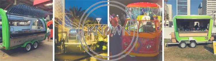 Modern Bus Food Truck Festival Mobile Kitchen Coffee Bar Bubble Tea Ice Cream Catering Cart Vintage Electric Vending Kiosk