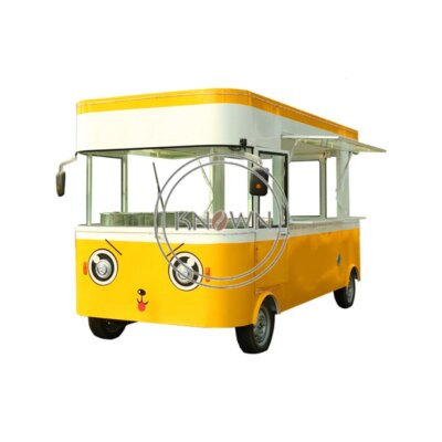 Modern Bus Food Truck Festival Mobile Kitchen Coffee Bar Bubble Tea Ice Cream Catering Cart Vintage Electric Vending Kiosk