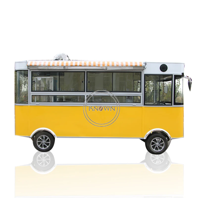 Electric Street Mobile Food Truck Mobile Kitchen Modern Bus Fast Food Vending Kiosk Bubble Tea Ice Cream Coffee Cart For Sale