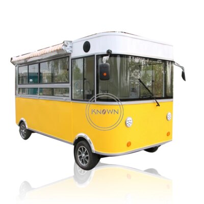 Electric Street Mobile Food Truck Mobile Kitchen Modern Bus Fast Food Vending Kiosk Bubble Tea Ice Cream Coffee Cart For Sale