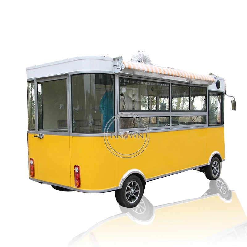 Electric Street Mobile Food Truck Mobile Kitchen Modern Bus Fast Food Vending Kiosk Bubble Tea Ice Cream Coffee Cart For Sale
