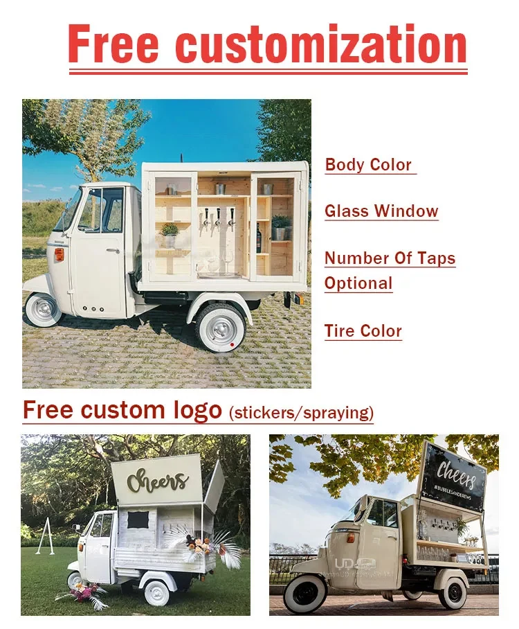 Urdream Piaggio Ape Mobile Bar Truck Party Bus Ice Cream Catering Mobile Food Truck For Wedding Mobile Bar Truck