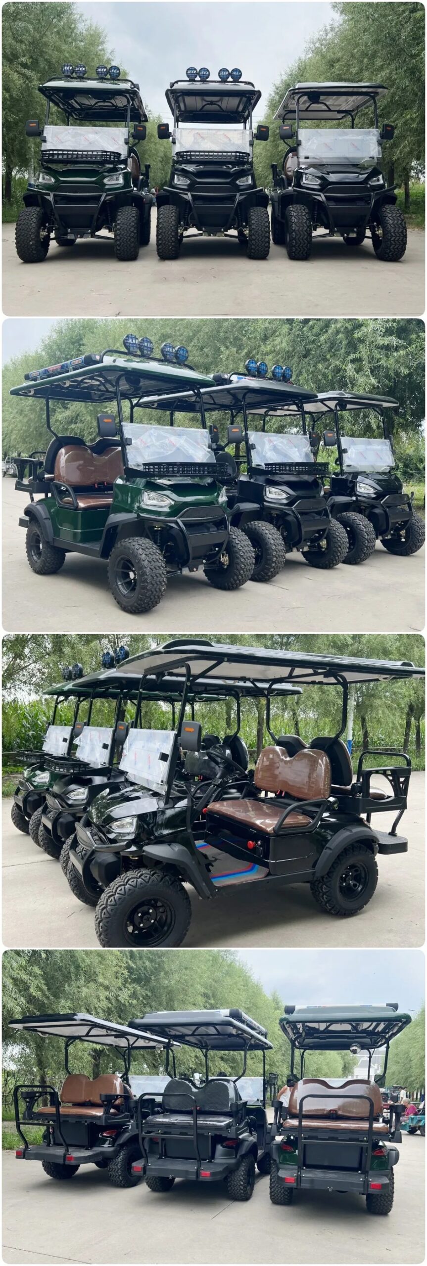 2025 New Model Style 4 2+2 Seat Sightseeing Bus Club Cart Electric Golf Buggy Hunting Cart with Solar Panel