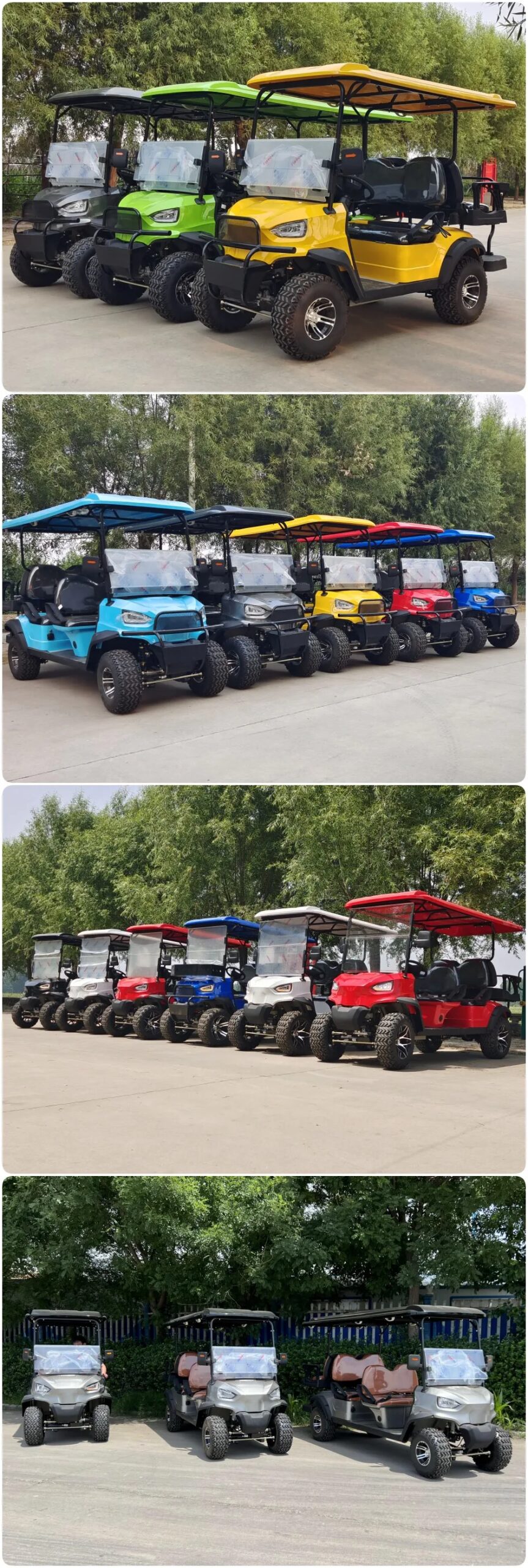 2025 New Model Style 4 2+2 Seat Sightseeing Bus Club Cart Electric Golf Buggy Hunting Cart with Solar Panel