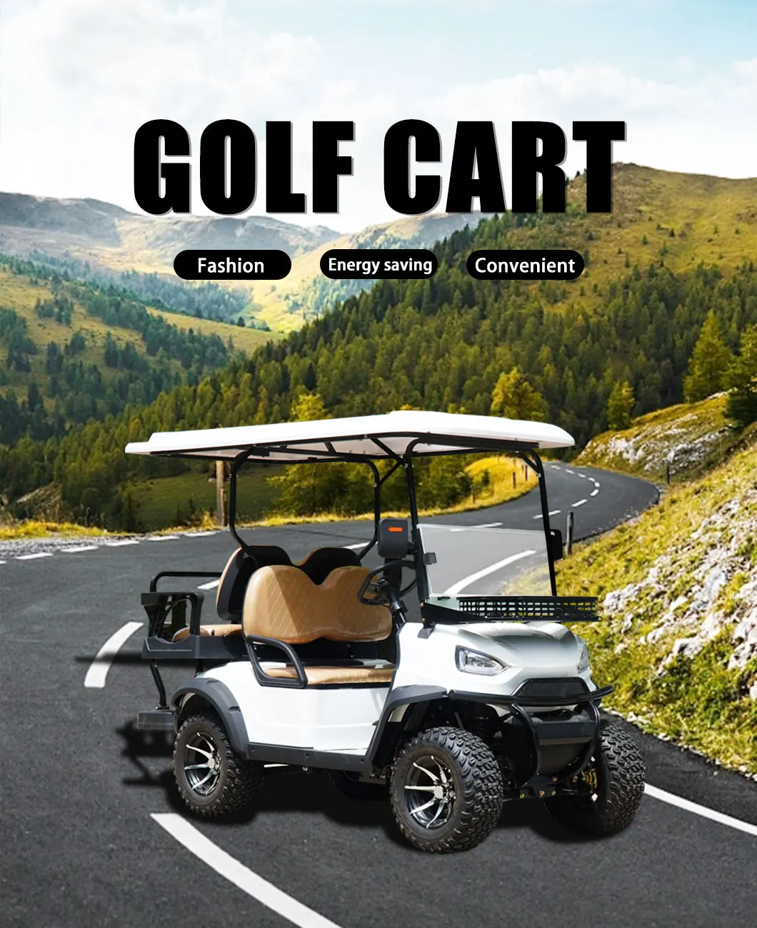 2025 New Model Style 4 2+2 Seat Sightseeing Bus Club Cart Electric Golf Buggy Hunting Cart with Solar Panel