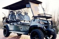 4+2 6 Seat Sightseeing Bus Club Cart Electric Golf Buggy Hunting Car with Carbon Fiber Steering Wheel