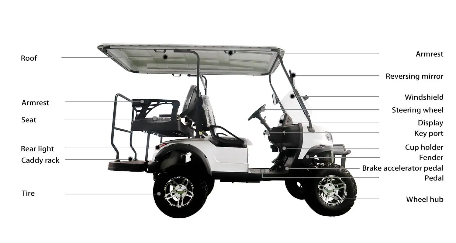 2025 Comfortable Driving Golf Cart Electric Golf Cart 6 Seater Factory 4+2 Seat Sightseeing Bus Club Cart Electric Golf Buggy
