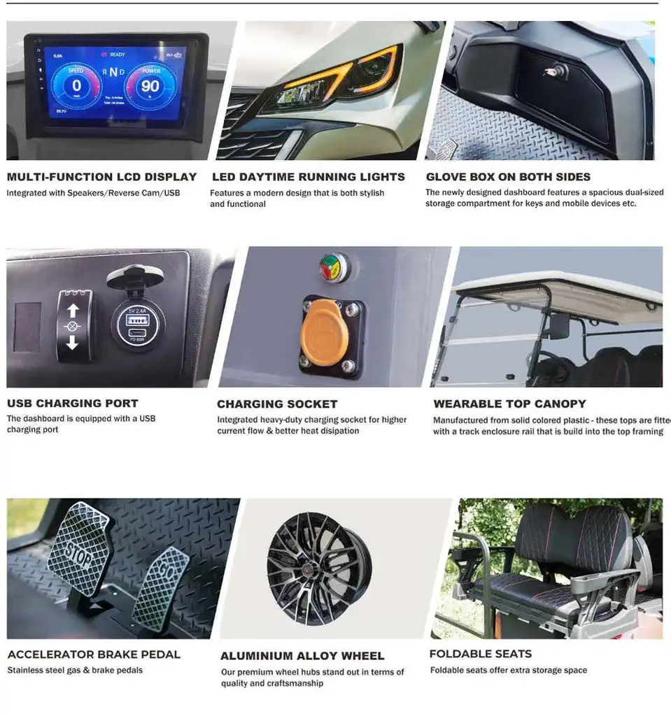 Quality Mobility Scooter Club Car 2 Seats Electric Golf Buggy 5000w Motor off Road Golf Carts with Storage Box