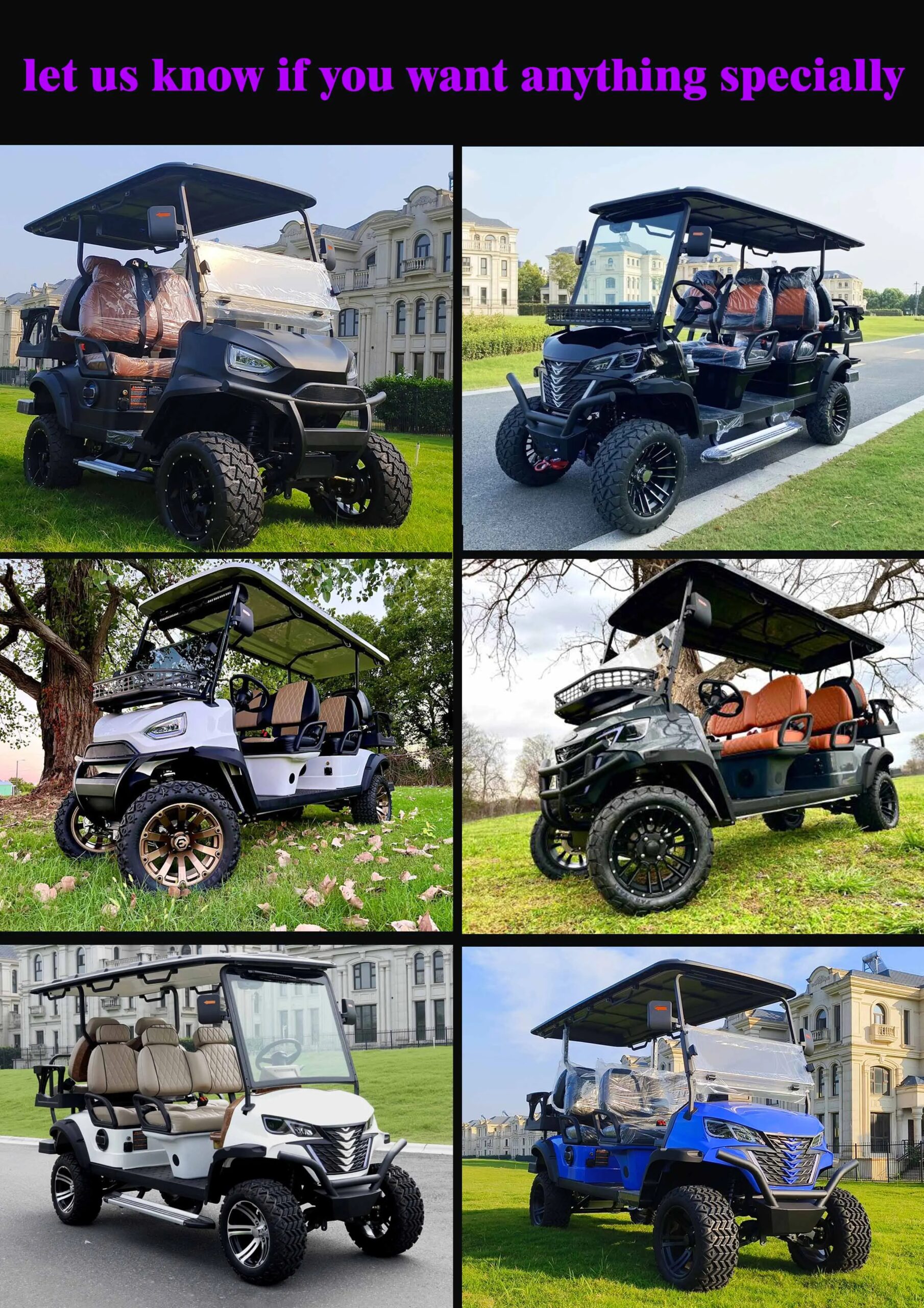 Quality Mobility Scooter Club Car 2 Seats Electric Golf Buggy 5000w Motor off Road Golf Carts with Storage Box