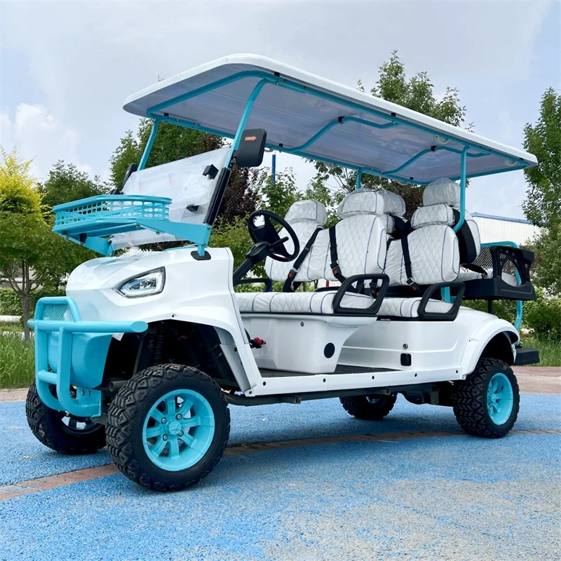 New Design 48/60/72V Golf Carts Club Car 150W Solar Panels Powered Golf Buggy 2 Rows 4 Seater 3 Rows 6 Seater Electric Golf Cart