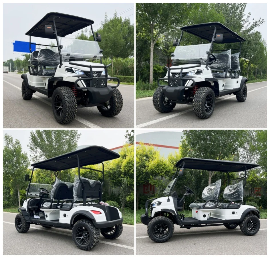 New Design 48/60/72V Golf Carts Club Car 150W Solar Panels Powered Golf Buggy 2 Rows 4 Seater 3 Rows 6 Seater Electric Golf Cart