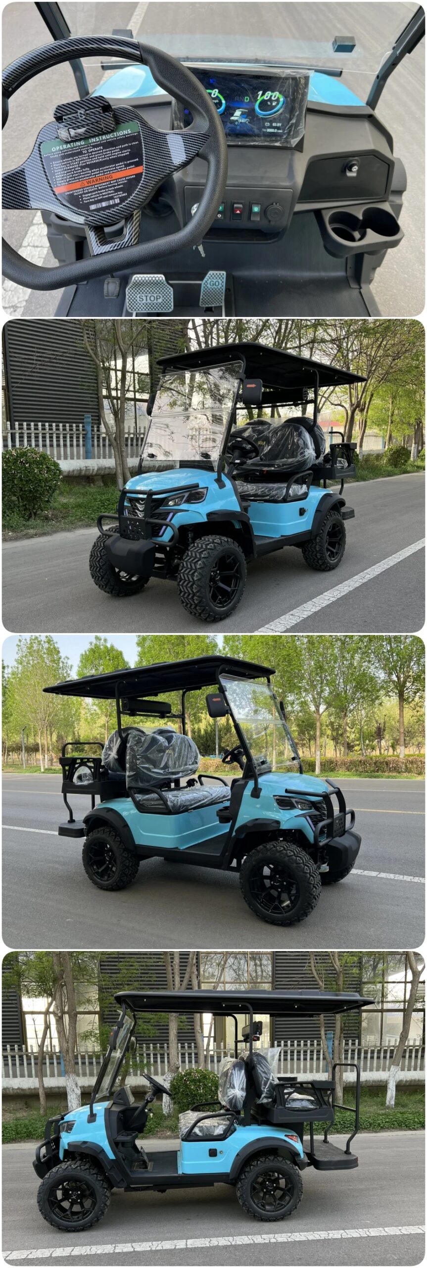 Electric Golf Cart 4-Seater Electric Golf Trolley Sightseeing City Electric Cart With Double Wishbone Independent Suspension