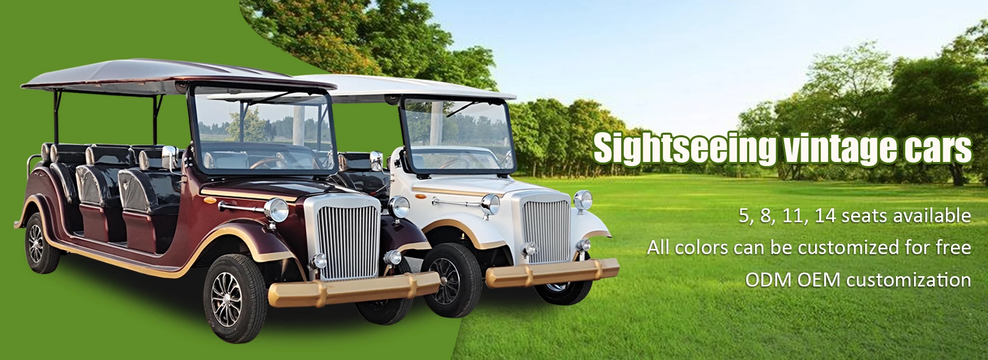 Resort Hotel Use 8 Passenger 11 Seater Utility Car Electric Golf Cart Vintage Electric Sightseeing Car with Door