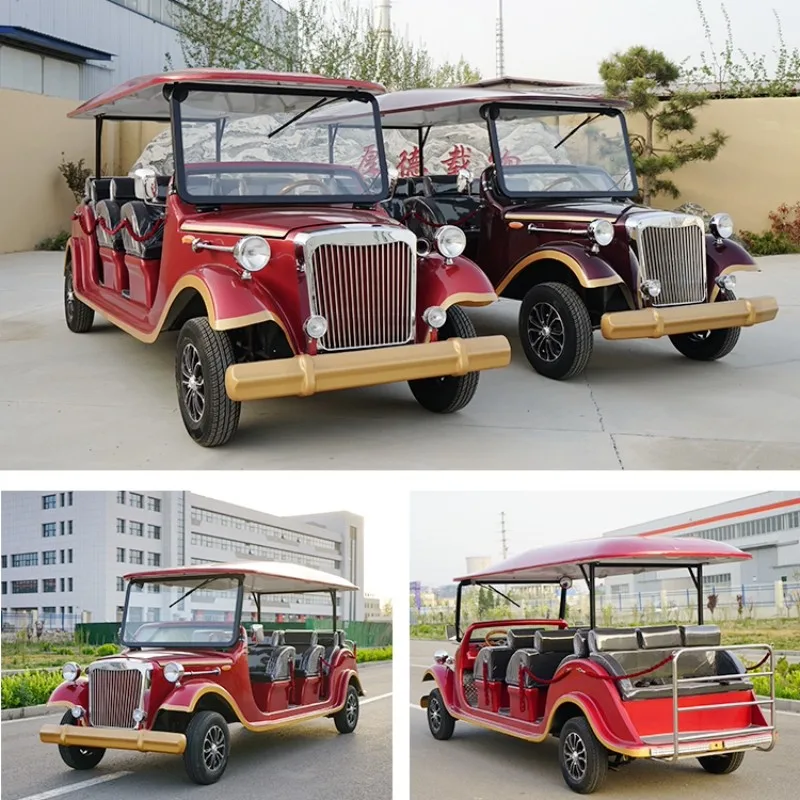Resort Hotel Use 8 Passenger 11 Seater Utility Car Electric Golf Cart Vintage Electric Sightseeing Car with Door