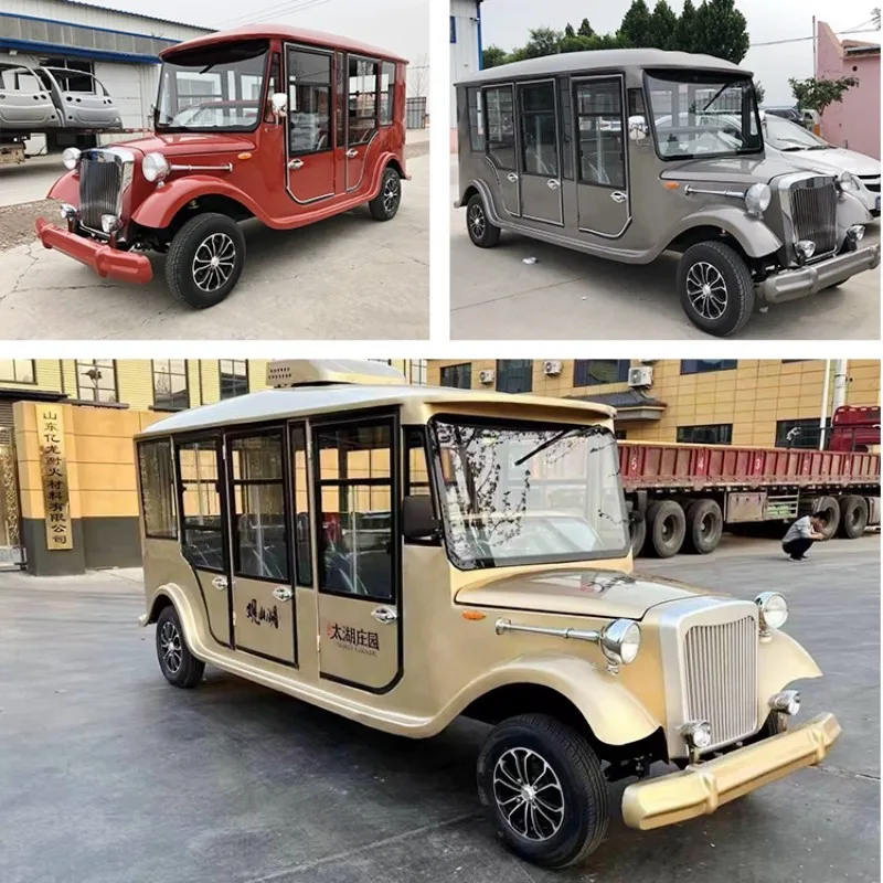 Resort Hotel Use 8 Passenger 11 Seater Utility Car Electric Golf Cart Vintage Electric Sightseeing Car with Door