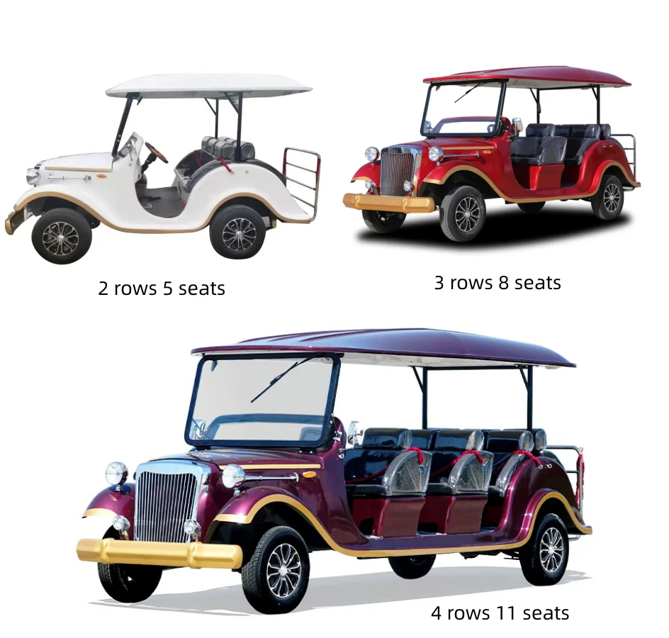 Resort Hotel Use 8 Passenger 11 Seater Utility Car Electric Golf Cart Vintage Electric Sightseeing Car with Door