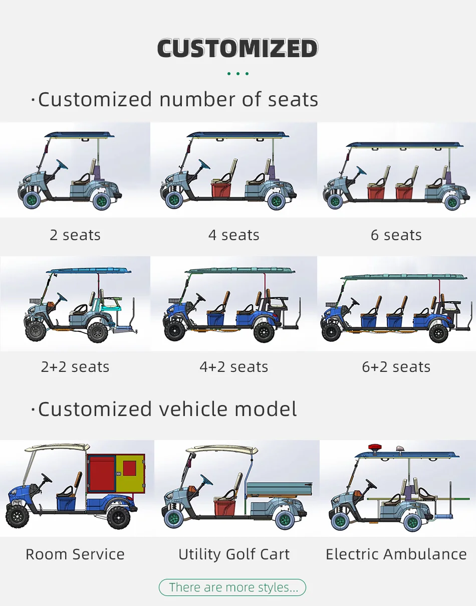 2025 New 5kw 4kw Shooting Club Car Off Road Gasoline Hunting Car 2 4 6 Seat Lithium Battery Electric Solar Golf Cart