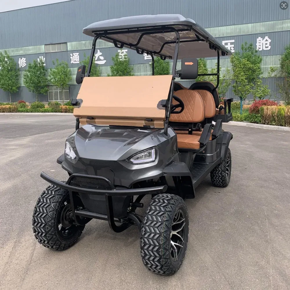 4 Wheel Adult Golf Buggy Car Lithium Battery Powered Golf Cart Off Road Tire Street Legal 6 Passenger Electric Golf Cart