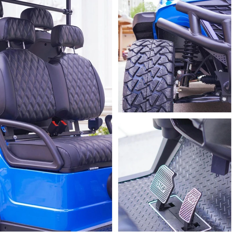 Best Selling 60V Electric Luxury Off-road Golf Cart Full Car LED Lights Four-wheeler Club 4+2 6 Seat Electric Golf Cart