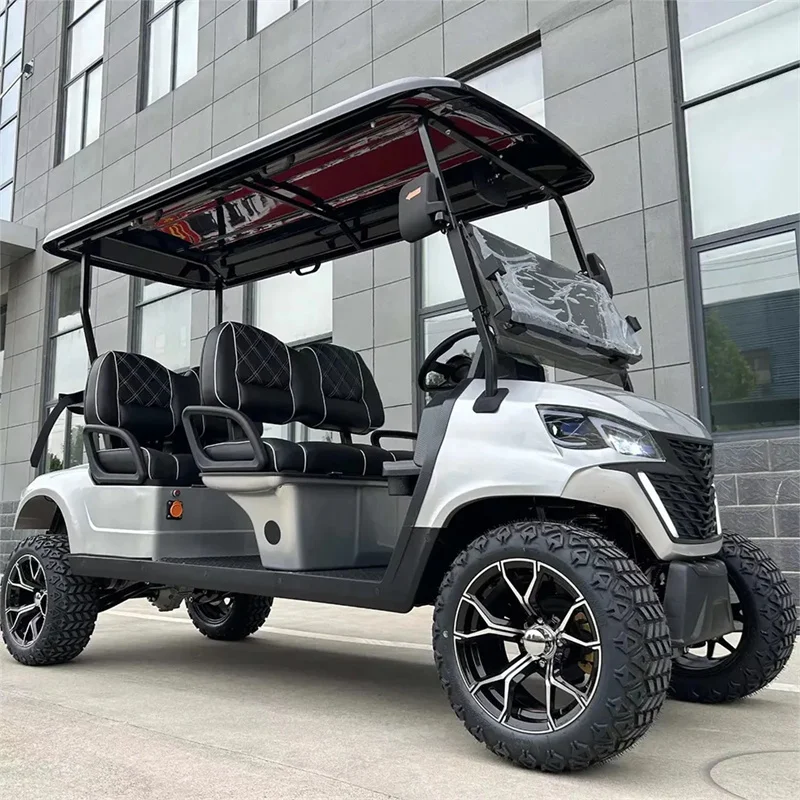 Best Selling 60V Electric Luxury Off-road Golf Cart Full Car LED Lights Four-wheeler Club 4+2 6 Seat Electric Golf Cart