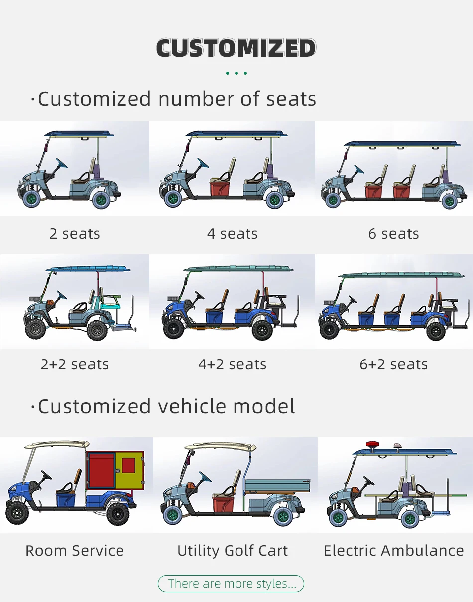 Chinese Suppliers Golf Buggy Cart Price Luxury Vehicle Street Legal Adult 2 +2Seater 72V Electric Golf Cart