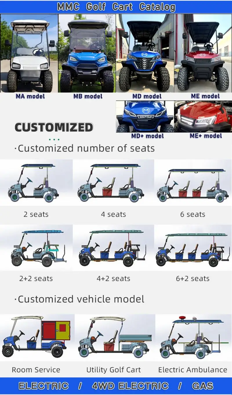 Electric Buggy Car Hunting Utility Trolley Factory Supply High Quality 4 Seater Electric Street Legal Club Golf Carts