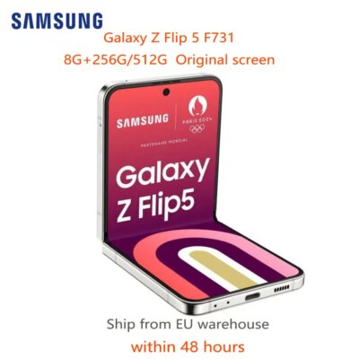 Refurbished Samsung Galaxy Z Flip 5 5G F731U1 F731N 6.7" AMOLED NFC Snapdragon Unlocked Foldable Original Android Cell Phone