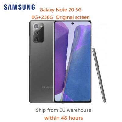 Refurbished Samsung Galaxy Note 20 5G N981U1 N981B N9810 N981N 8GB RAM/256GB Octa Core NFC Original Android Cell Phone