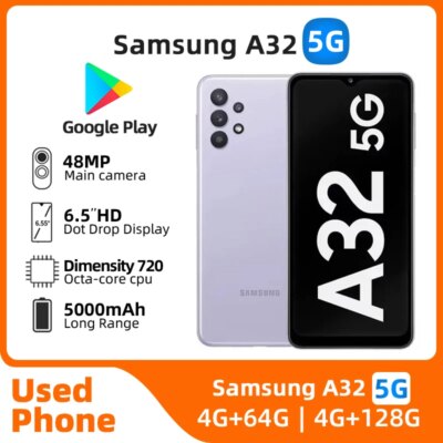 Samsung Galaxy A32 5g Smartphone 6.5-inches Screen CPU Dimensity 720  48MP Camera Android in gond condition Used Phone