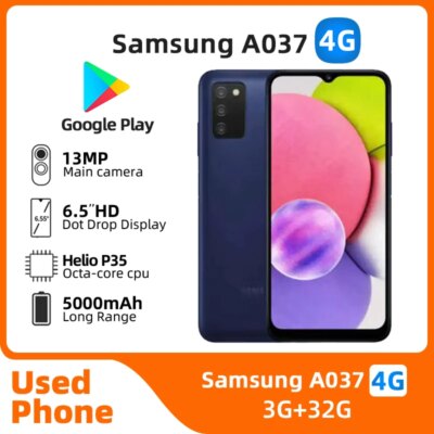 Samsung Galaxy A03S A037 4g SmartPhone CPU Helio P35 MT6765 6.5-inches 5000mAh 13MP Camera Android Used Phone