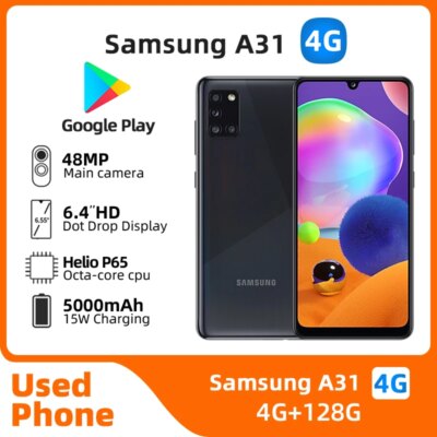 Samsung Galaxy A31 4g Android Mobile Phone 6.4-inches Screen  Helio P65  48MP Camera Unlocked  Good Condition Used Phone