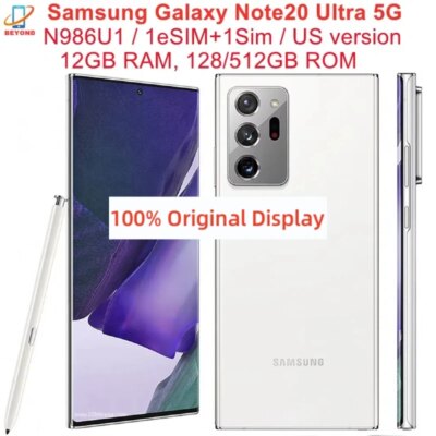 Unlocked Samsung Note20 Ultra 5G Note 20U N986U1 6.9" Original AMOLED 12GB+128/512GB Octa Core Snapdragon US Version Cellphone