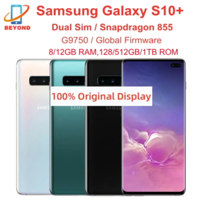 Samsung Galaxy S10 Plus S10+ G9750 Dual Sim Snapdragon 8/12GB RAM 128/512GB/1TB ROM 6.4" NFC 4G LTE Original Android Cell Phone