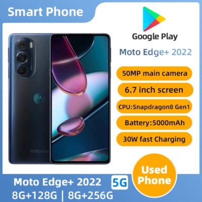 Motorola Moto Edge+ 2022 XT2201 5g ROM 256GB  6.7in AMOLED Screen CPU Snapdragon 8 Gen1 5000mAh Used Phone