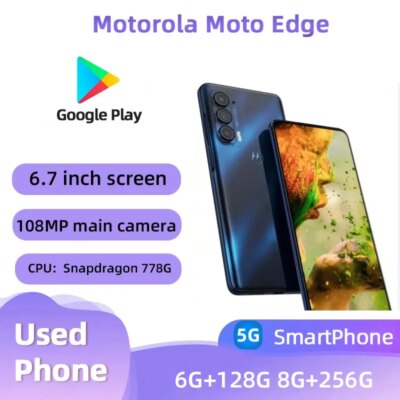 Motorola Moto Edge 2021 XT2141 5g SmartPhone Snapdragon 778g 6.8 inch Screen 5000mAh 108MP Camera Original Used Phone