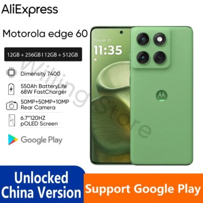 Original Motorola Edge 60 5G Mobilephone 6.7 inch 1.5K Eye Protection pOLED screen 5500mAh 68W Fast Charge 50MP Camera