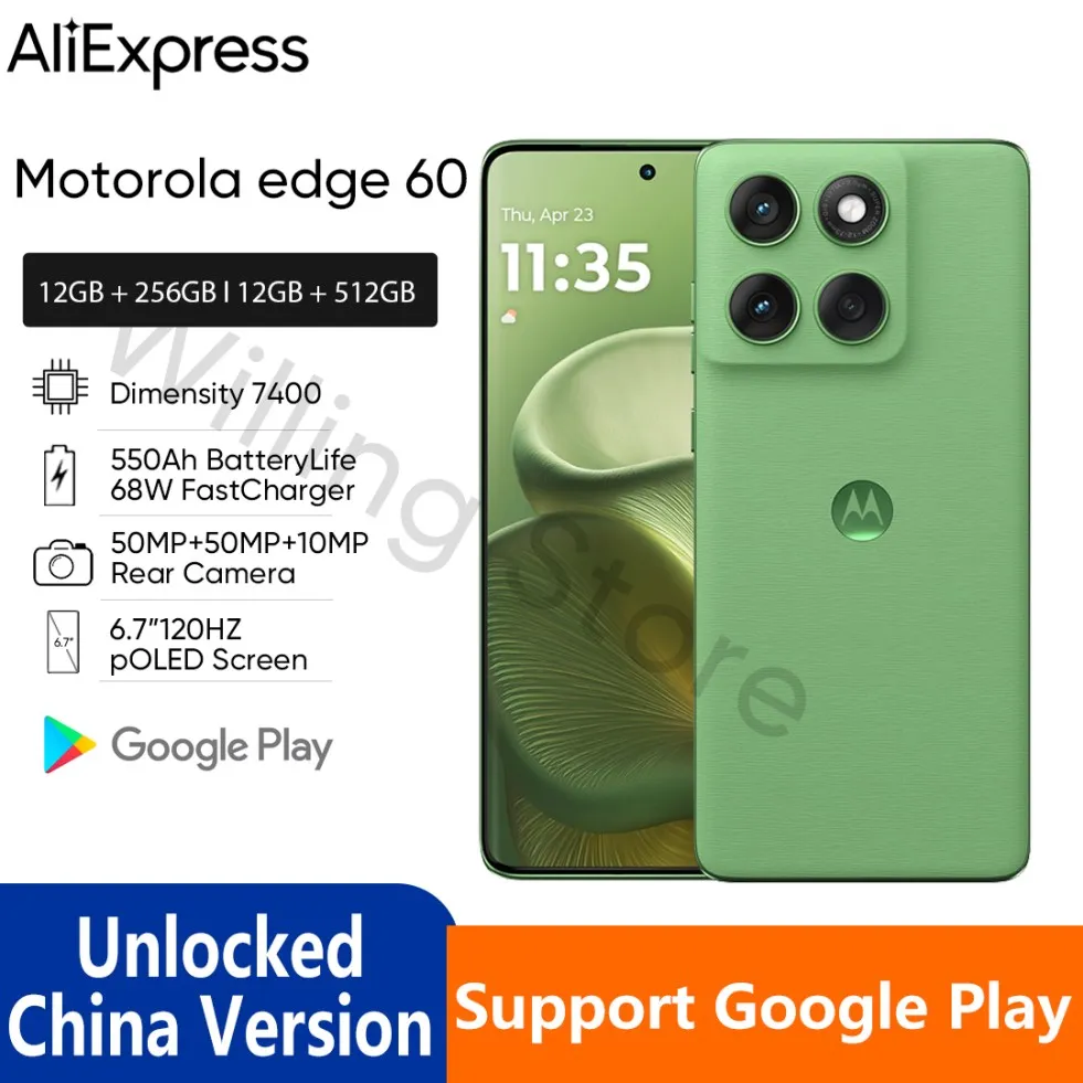 Original Motorola Edge 60 5G Mobilephone 6.7 inch 1.5K Eye Protection pOLED screen 5500mAh 68W Fast Charge 50MP Camera