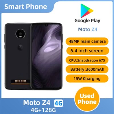 Motorola Moto Z4 XT1980 4g 6.4in 3600mAh Snapdragon 675 15W Charge 48MP Camera Used Phone