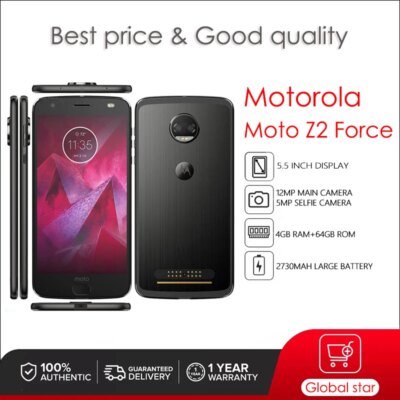 Motorola Moto Z2 Force XT1789 Refurbished Original Unlocked Phone 4GB RAM 64GB ROM 5.5 inches 12MP 4G LTE 2730mAh Cellphone