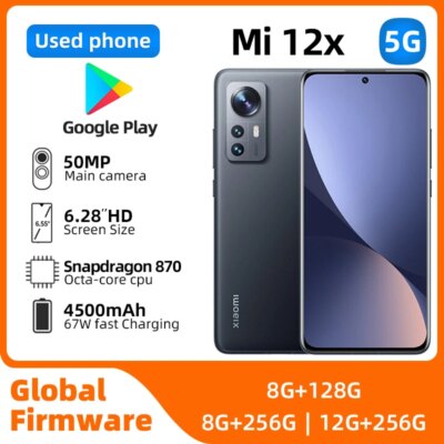 Xiaomi 12X 5G CPU Qualcomm Snapdragon 870 3.2GHz 6.28inch 50MP camera Battery 4500mAh used phone