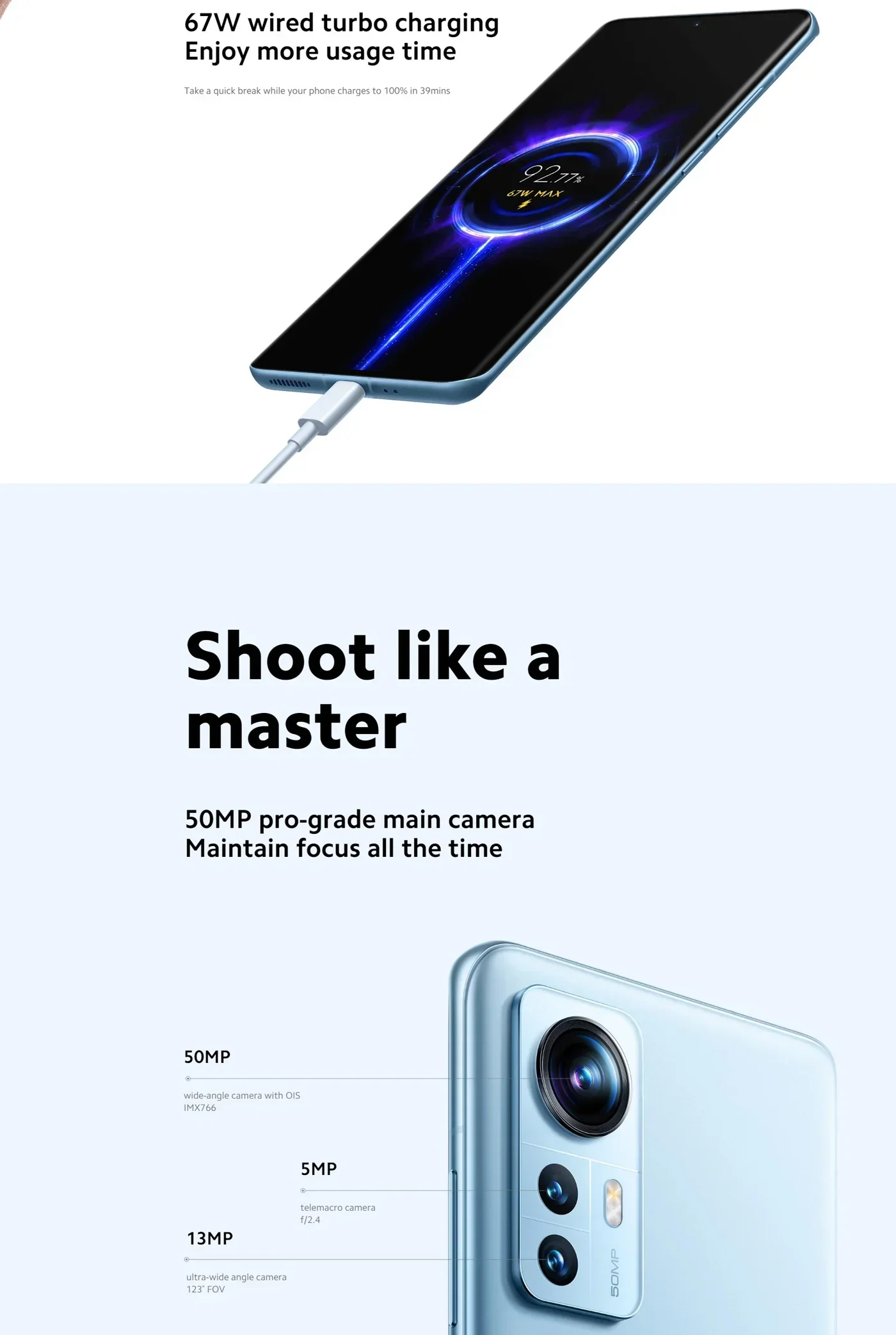 Xiaomi 12X 5G CPU Qualcomm Snapdragon 870 3.2GHz 6.28inch 50MP camera Battery 4500mAh used phone