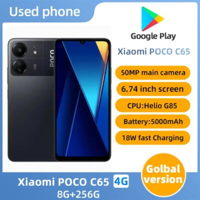 Xiaomi POCO C65 4g ROM 256GB  50MP CPU Helio G85 6.74in 1600x720px 5000mAh Used Phone