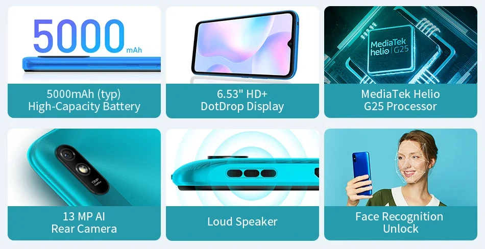 Xiaomi Redmi 9A Smartphone 4GB 128GB Global Rom Cellphone 5000mAh 6.53 inch MTK Helio G25 Octa Core 13MP Smart phone CN Version Xiaomi Redmi 9A Smartphone 4GB 128GB Global Rom Cellphone 5000mAh 6.53 inch MTK Helio G25 Octa Core 13MP Smart phone CN Version